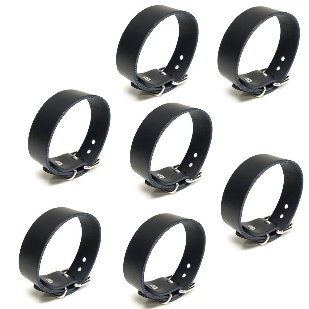 Bild 1 von Set >> 7 Stück Armbänder - Lederbänder 24 x 2 cm mit Schnalle, Schwarz (Blank)