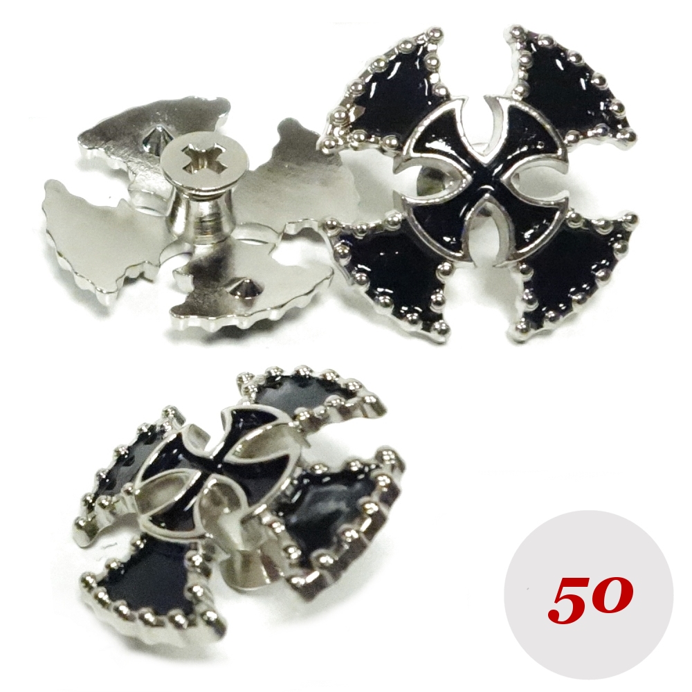 Bild 1 von 50 Stück Motivnieten - Eisernes Kreuz (Doppel) - Schraubnieten (Motivnieten, Ziernieten)