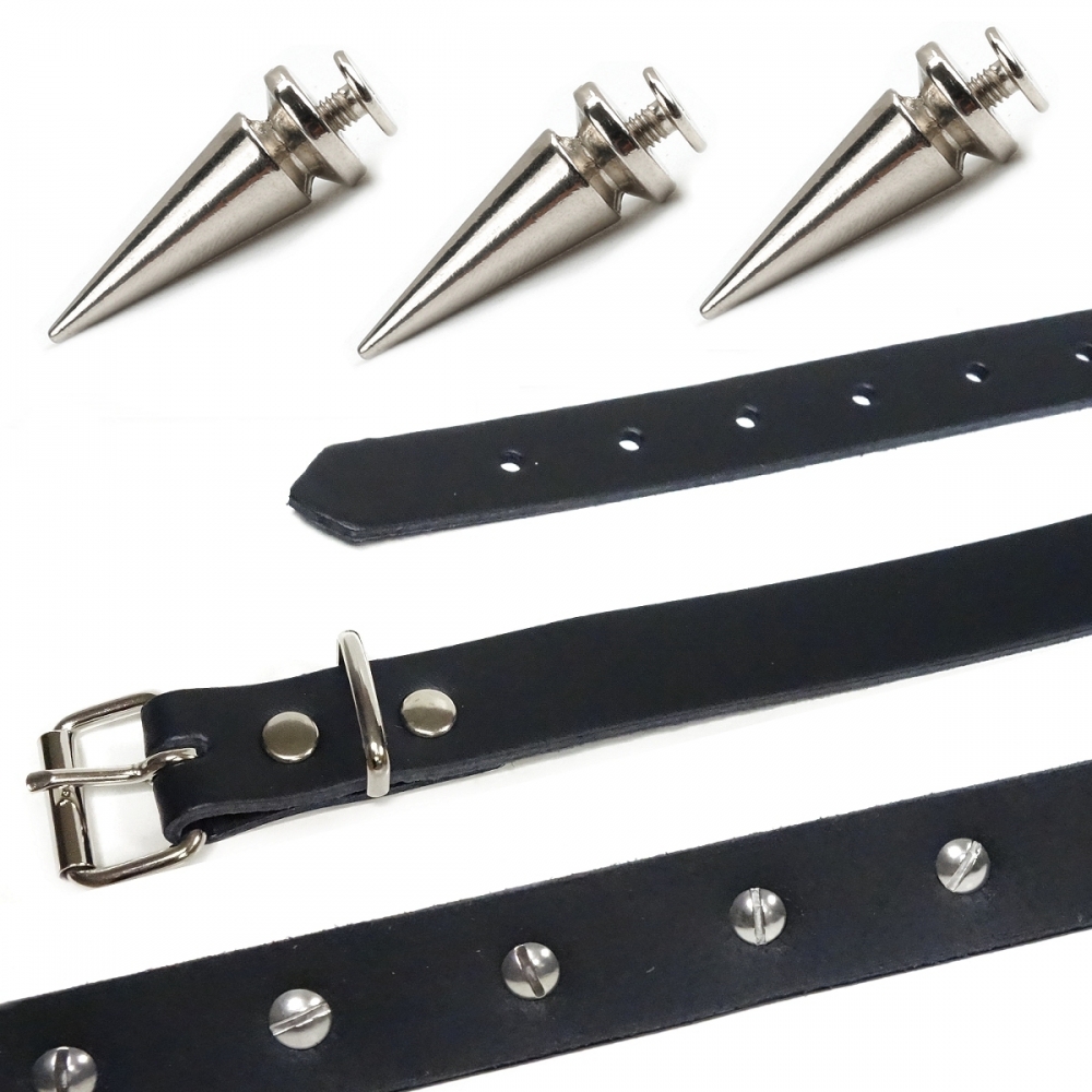 Bild 1 von Choker, Nietenhalsband mit Killernieten 25mm, Farbe: Silber, Zinklegierung, 1-reihig