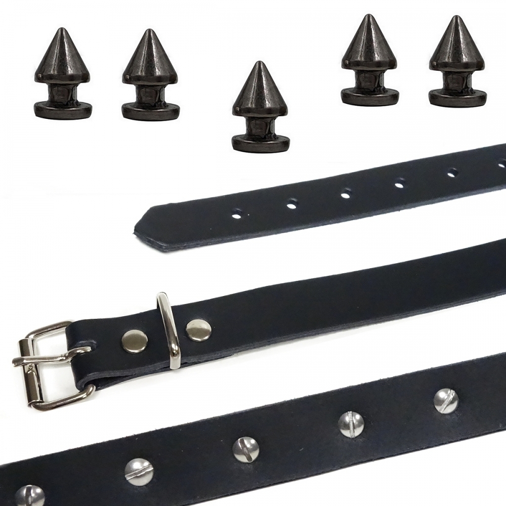 Bild 1 von . Nietenhalsband, Choker mit Killernieten 12mm, Farbe: Schwarz, Zinklegierung, 1-reihig