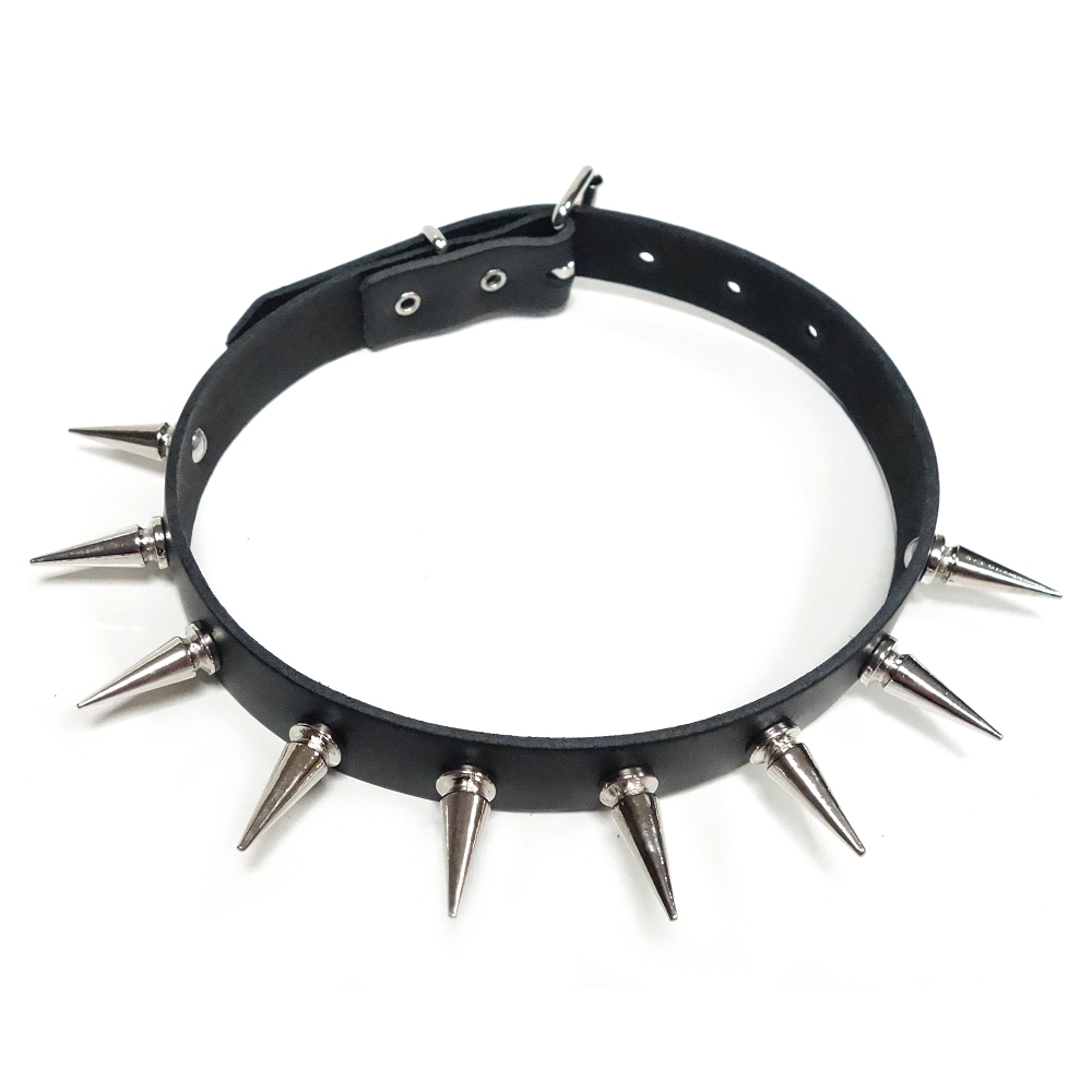 Bild 1 von Choker, Nietenhalsband mit Killernieten 25mm, Farbe: Silber, Zinklegierung, 1-reihig