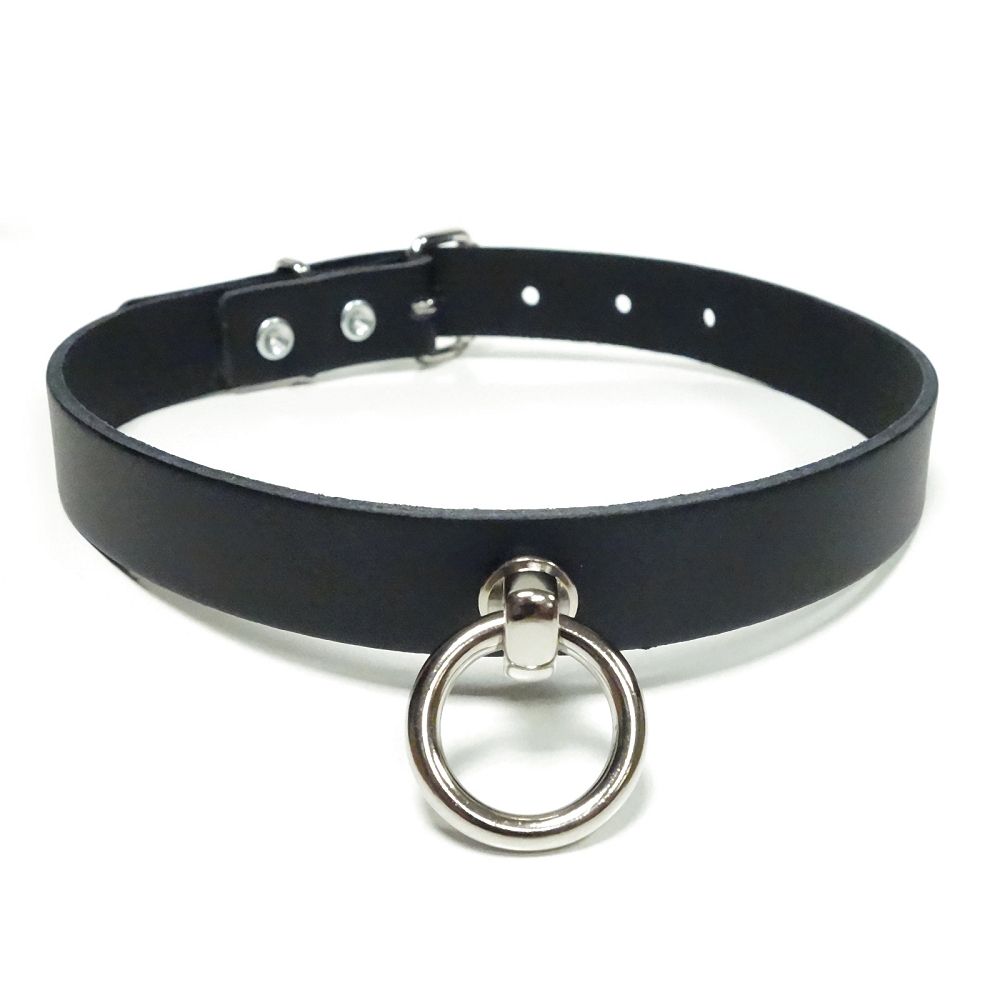 Bild 1 von Halsband in Leder mit großem O-Ring 20mm (Echtlederhalsband), rudimentäre Qualität, 2.Wahl