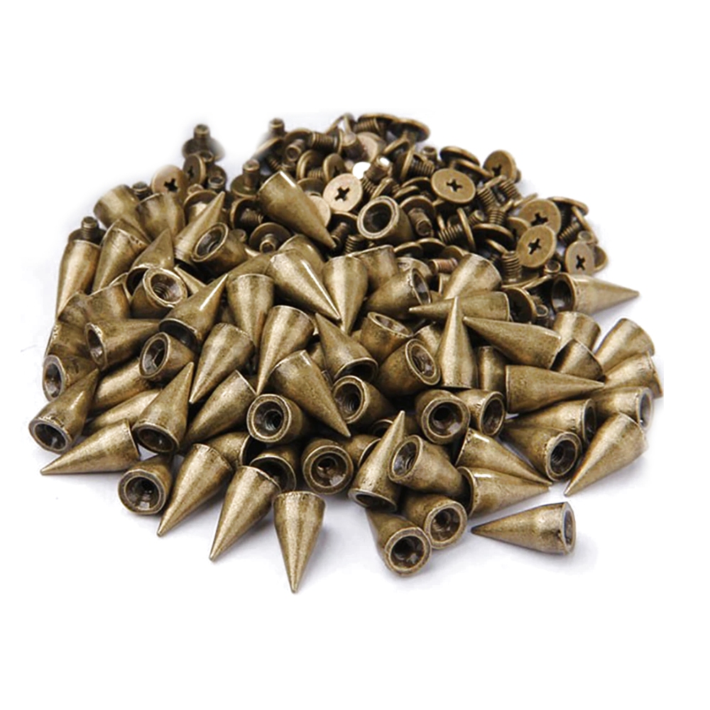 Bild 1 von 100 Stück Schraubnieten, Zinklegierung, Killerniete 15mm (Bronze unpatiniert - helle Bronze-Optik)
