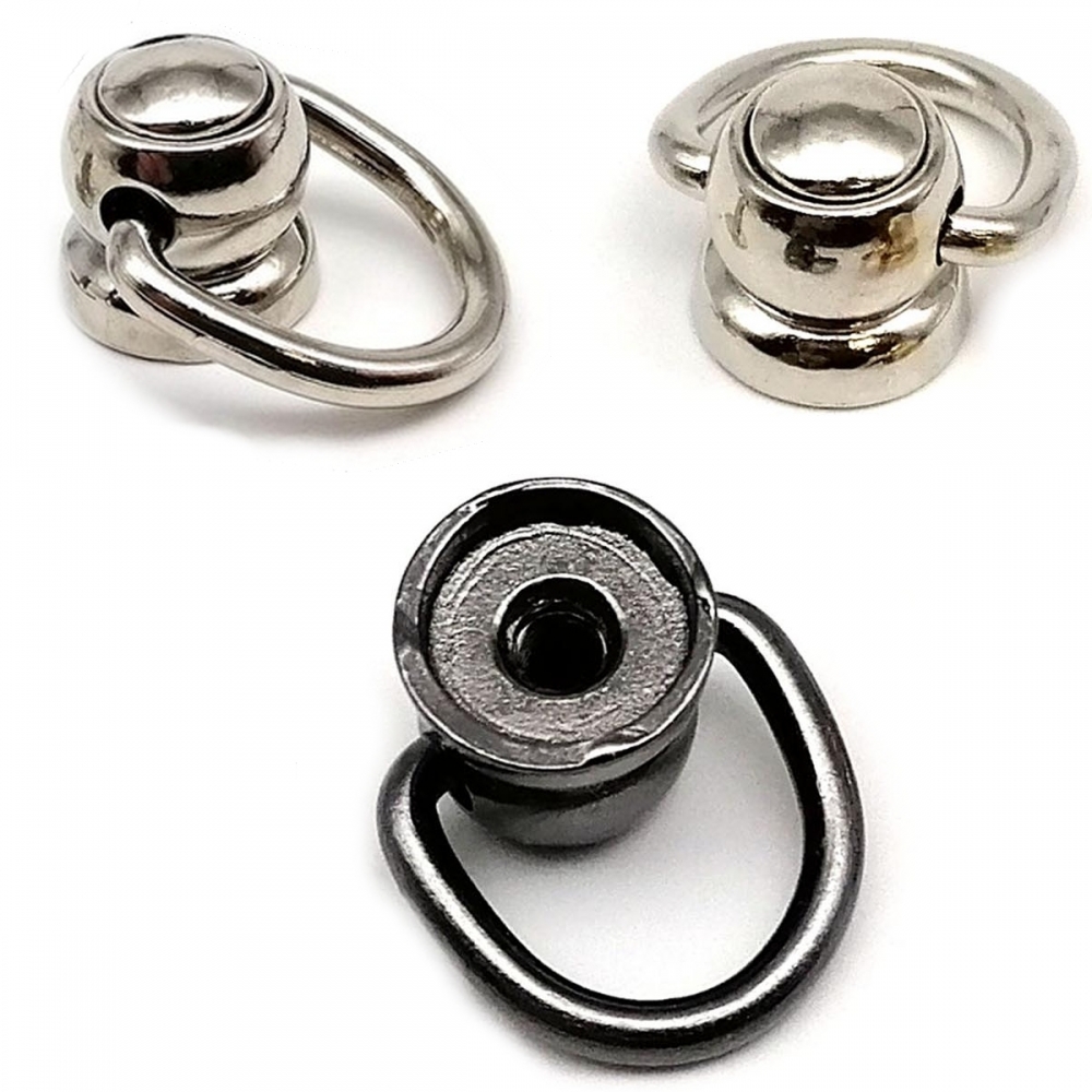 Bild 1 von D-Ring 15mm >> Schraubgewinde, Halter 360 Grad drehbar, D-Ring schwenkbar, Farbe: Schwarz