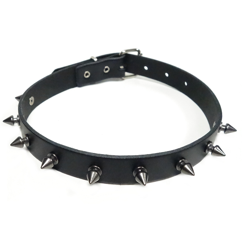 Bild 1 von . Nietenhalsband, Choker mit Killernieten 12mm, Farbe: Schwarz, Zinklegierung, 1-reihig