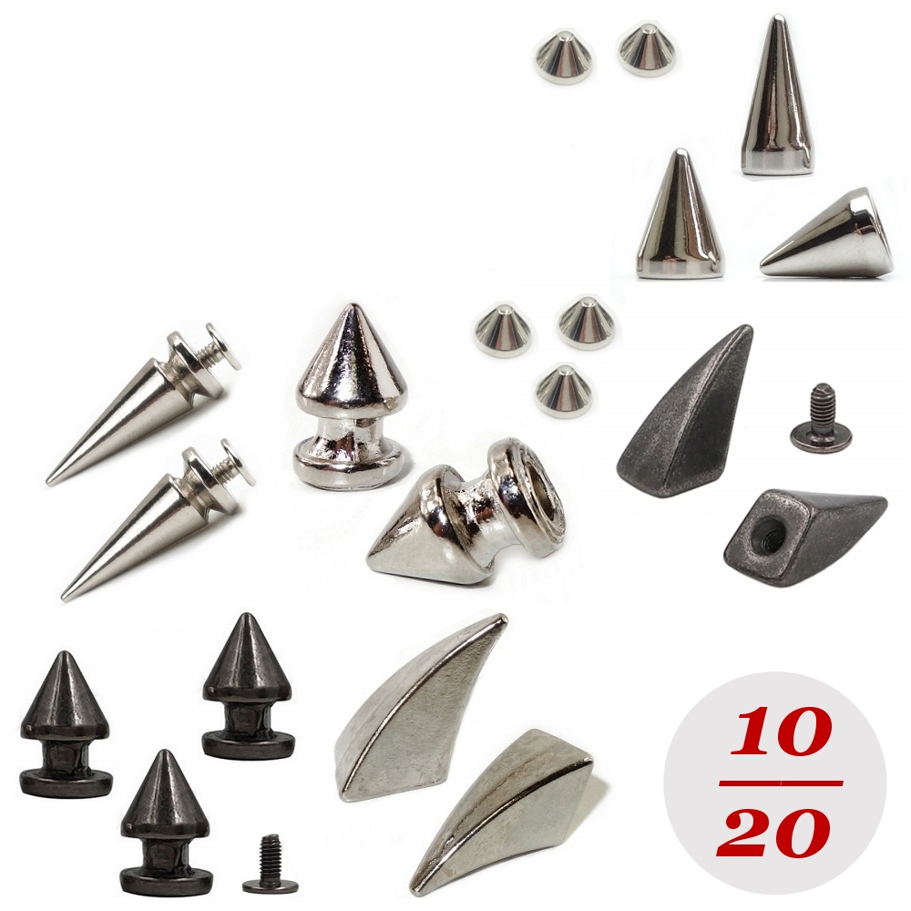 Bild 1 von 10 / 20 Stück Auswahl: Schraubnieten, Killernieten >> Sorte nach Auswahl, Zinklegierung  / (Menge) 20 Stück / (Sorte) Rund-Krallen (Schwarz)