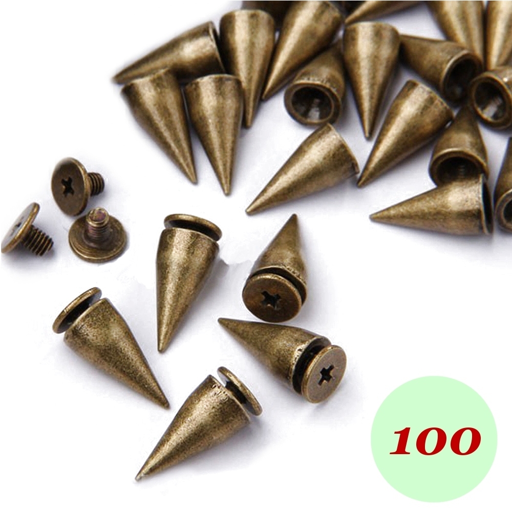 Bild 1 von 100 Stück Schraubnieten, Zinklegierung, Killerniete 15mm (Bronze unpatiniert - helle Bronze-Optik)