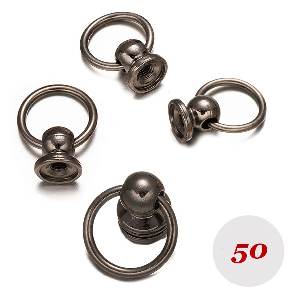 Bild 1 von . 50 Stück kleine O-Ringe 10mm, Schwarz, Ringkloben mit Schraubgewinde >> B-Ware / 2.Wahl !