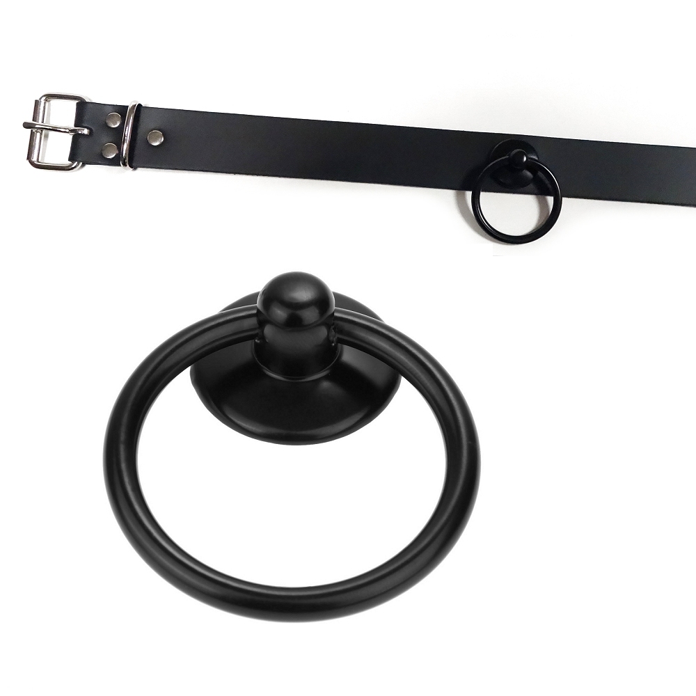 Bild 1 von Halsband in Leder mit Giant O-Ring 35mm - Schwarz (Echtlederhalsband)