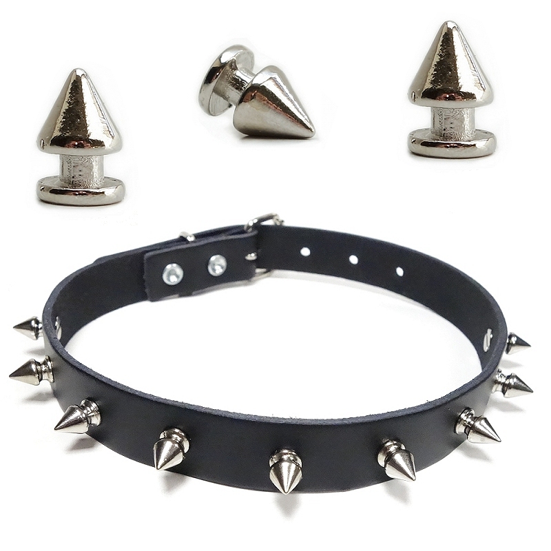 Bild 1 von Choker, Nietenhalsband mit Killernieten 12mm, Farbe: Silber, Zinklegierung, 1-reihig