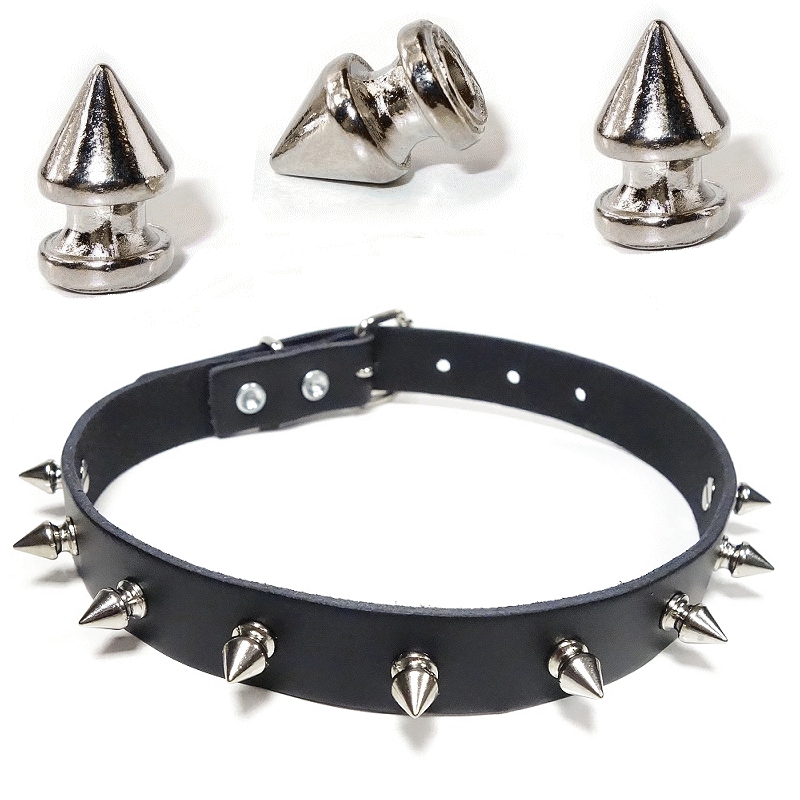 Bild 1 von . Nietenhalsband, Choker mit Killernieten 12mm, Farbe: Silber, Zinklegierung, 1-reihig