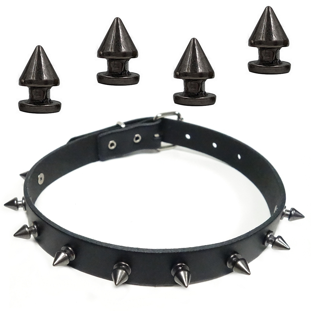 Bild 1 von . Nietenhalsband, Choker mit Killernieten 12mm, Farbe: Schwarz, Zinklegierung, 1-reihig