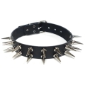 Bild 2 von Choker, Nietenhalsband mit Killernieten 25mm, Farbe: Silber, Zinklegierung, 2-reihig (18 Nieten)