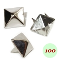 Bild 1 von 100 Stück 4-PIN Niete >> Pyramidenniete 10mm >> Silber (Premiumqualität)