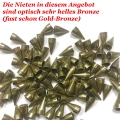 Bild 5 von 100 Stück Schraubnieten, Zinklegierung, Killerniete 15mm (Bronze unpatiniert - helle Bronze-Optik)