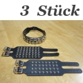 Bild 1 von Restbestand: 2 Stück Nietenarmband (5-reihig / 4-reihig) + 1 Stück Halsband, Pyramiden, 2-reihig