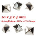 Bild 5 von 100 Stück 4-PIN Niete >> Pyramidenniete 10mm >> Silber (Premiumqualität)