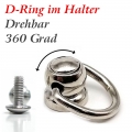 Bild 1 von D-Ring 15mm >> Schraubgewinde, Halter 360 Grad drehbar, D-Ring schwenkbar, Farbe: Silber