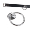 Bild 2 von Halsband in Leder mit Giant O-Ring 35mm - Silber (Echtlederhalsband)