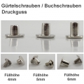 Bild 7 von Zubehör: 30 Stück Gürtelschrauben >> Set:  Füllhöhe 4mm + 5mm + 6mm (Druckguss)