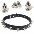 Bild 1 von . Nietenhalsband, Choker mit Killernieten 12mm, Farbe: Silber, Zinklegierung, 1-reihig