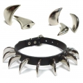 Bild 2 von eXtra Collection >> Nietenhalsband mit Spikenieten, Krallennieten 31mm, 1-reihig