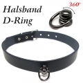 Bild 1 von Halsband in Leder mit 360 Grad drehbarem D-Ring 15mm  - Schwarz