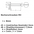 Bild 2 von Montageoption: Tellerschraube M3 (Gewinde 3mm), Länge 8mm, Edelstahl, M3x8