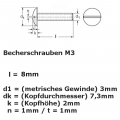 Bild 2 von Zubehör >> Montageoption: Tellerschraube M3 (Gewinde 3mm), Länge 8mm, Edelstahl, M3x8