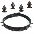 Bild 1 von . Nietenhalsband, Choker mit Killernieten 12mm, Farbe: Schwarz, Zinklegierung, 1-reihig